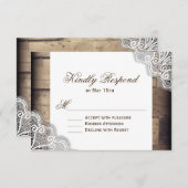 木素朴とレースの結婚式RSVP返信カード 出欠カード (正面/裏面)