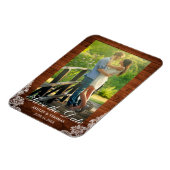 木素朴とレース日付の写真を保存 マグネット (左側)