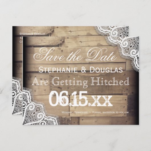 木素朴とレース日付はがきを保存 案内ポストカード (正面/裏面)