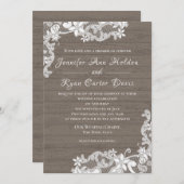 木素朴とレース結婚の 招待状 (正面/裏面)