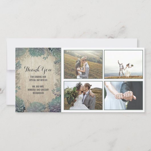 木素朴と多肉株結婚の皆様 サンキューカード (正面)