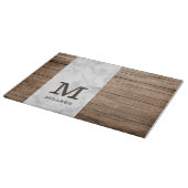 木素朴と大理石のファミリ名モノグラムの カッティングボード (角)
