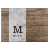 木素朴と大理石のファミリ名モノグラムの カッティングボード (正面)