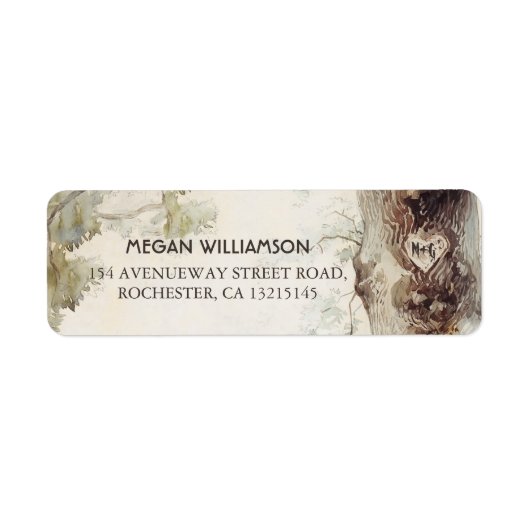 木素朴と彫りハート差出人住所ラベル ラベル (正面)