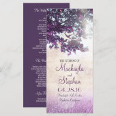 木素朴と愛の鳥の紫色の結婚式 プログラム (正面/裏面)