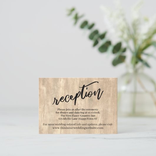 木素朴と手書きカジュアルのウェディングレセプション エンクロージャーカード (スタンド正面)