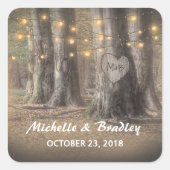 木素朴と文字列のラ結婚イト スクエアシール (正面)