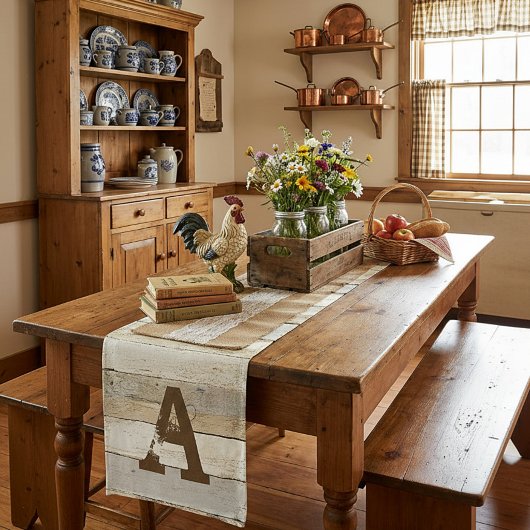 木素朴と文字 ショートテーブルランナー