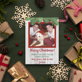 木素朴と松のフォトクリスマスカード 招待状
