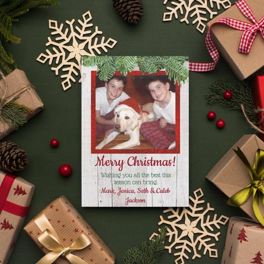 木素朴と松のフォトクリスマスカード 招待状