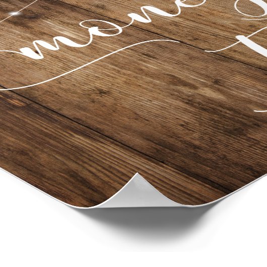 木素朴と灯結婚金の木の看板 ポスター (角)