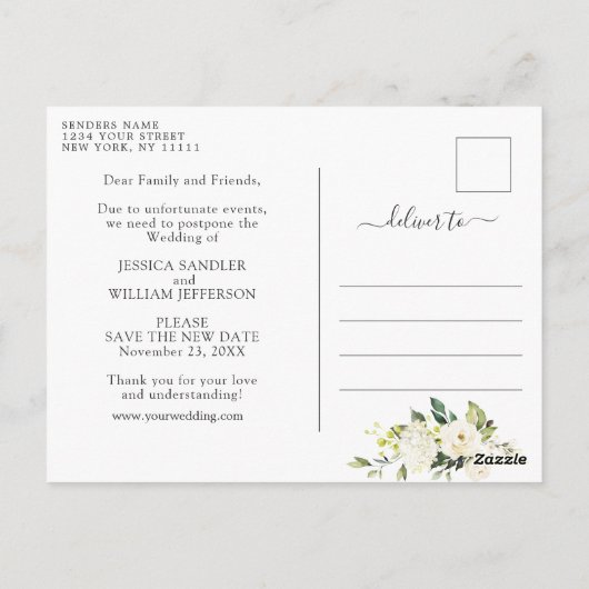 木素朴と白のバラのランタン計画の変更 ポストカード (裏面)