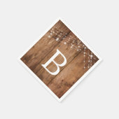 木素朴と白のライト、モノグラム スタンダードカクテルナプキン (角)