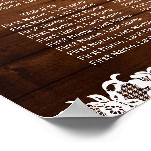 木素朴と白のレースのシーティングチャート16表 ポスター (角)