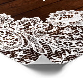 木素朴と白のレースの結婚式フォトプロップ ポスター (角)