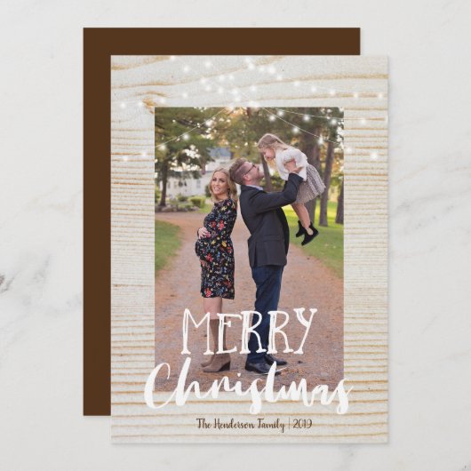 木素朴と糸のライトフォトメリークリスマス シーズンカード (正面/裏面)