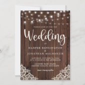 木素朴と糸のライトレース結婚ズ マグネット招待状 (正面)