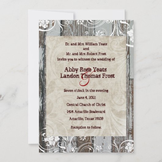 木素朴と羊皮紙の結婚式招待状 招待状 (正面)