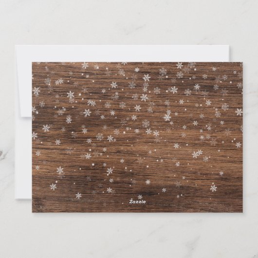 木素朴と赤のリボン3写真クリスマスコラージュ シーズンカード (裏面)