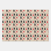 木素朴と雪の結晶を使用したクリスマスクリップアート ラッピングペーパーシート (正面3)