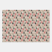 木素朴と雪の結晶を使用したクリスマスクリップアート ラッピングペーパーシート (正面2)