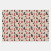 木素朴と雪の結晶を使用したクリスマスクリップアート ラッピングペーパーシート (正面)
