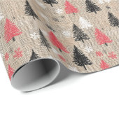 木素朴と雪の結晶を使用したクリスマスクリップアート ラッピングペーパー (ロールコーナー)
