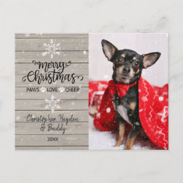 木素朴と雪の結晶クリスマスドッグ写真 ポストカード