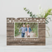 木素朴と雪の結晶ホリデークリスマスカード シーズンカード (スタンド正面)