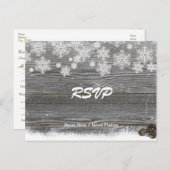 木素朴と雪片の結婚式RSVPポストカード インビテーションポストカード (正面/裏面)