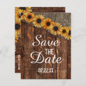 木素朴とBurlapひまわり日付保存 案内ポストカード (正面/裏面)