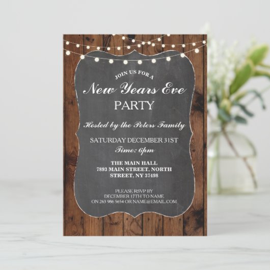 木素朴な大晦日及びチョークの招待 招待状 (スタンド正面)