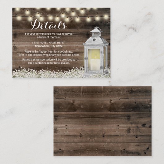 木素朴な宿泊施設のヴィンテージのランタン エンクロージャーカード (正面/裏面)