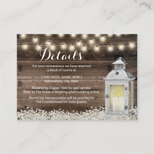 木素朴な宿泊施設のヴィンテージのランタン エンクロージャーカード (正面)