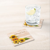 木素朴にヒマワリ スクエアペーパーコースター (インサイチュ)