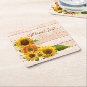 木素朴にヒマワリ スクエアペーパーコースター (アングル)