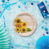 木素朴にヒマワリ ペーパープレート (パーティー)