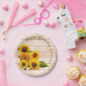 木素朴にヒマワリ ペーパープレート (パーティー)