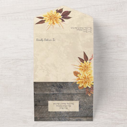 木素朴に咲く秋の花 オールインワン招待状 (外側)