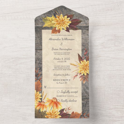 木素朴に咲く秋の花 オールインワン招待状 (内側)