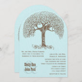 木素朴に座る森の愛結婚鳥 招待状 (正面/裏面)