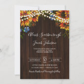 木素朴のひまわり結婚灯 招待状 (正面)