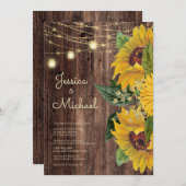 木素朴のひまわり結婚灯 招待状 (正面/裏面)
