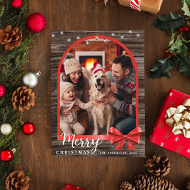 木素朴のアーチスタイリッシュクリスマス写真 シーズンポストカード