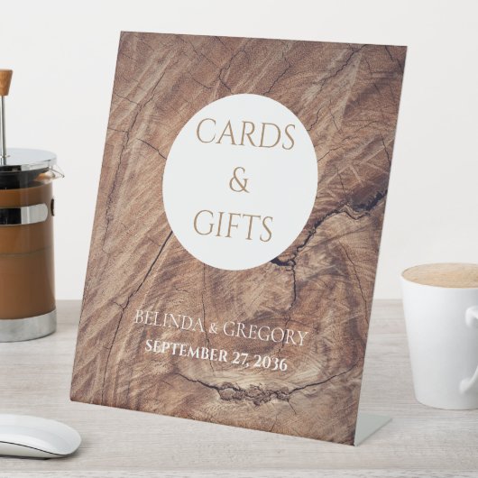木素朴のウェディングカードとギフト 台座サイン (インサイチュ)