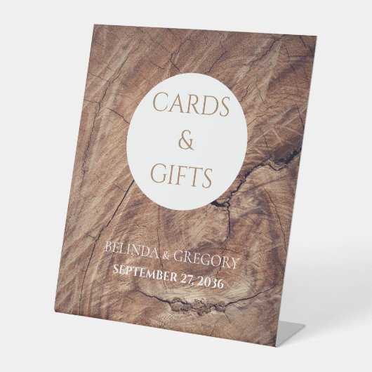 木素朴のウェディングカードとギフト 台座サイン (正面)