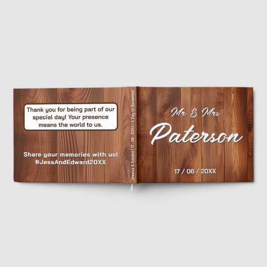 木素朴のエレガント田舎結婚式 ゲストブック (全面)