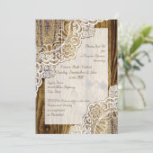 木素朴のカップルがシャワーを浴結婚びる白いレース 招待状 (スタンド正面)
