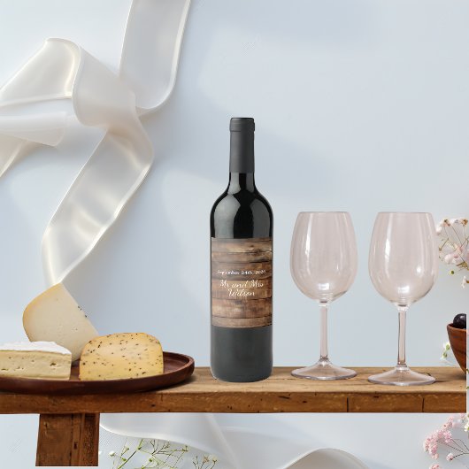 木素朴のカップル写真カントリー結婚式 ワインラベル