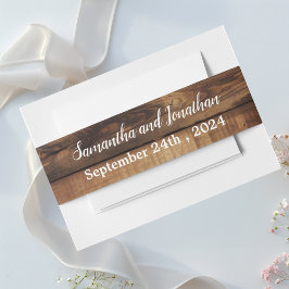 木素朴のカップル写真カントリー結婚式 招待状ベリーバンド